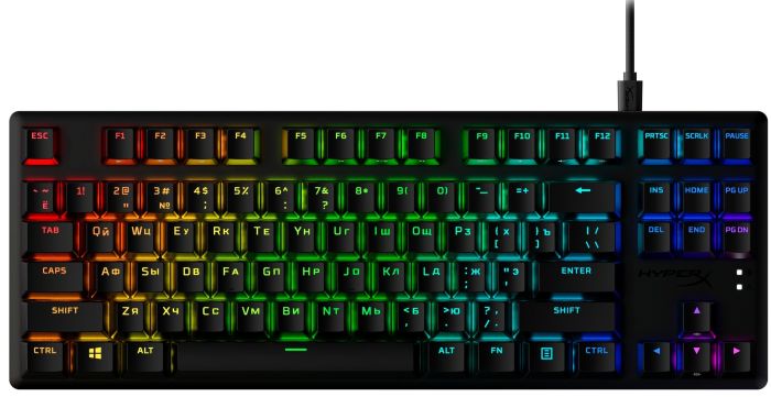 Клавиатура механическая HyperX Alloy Origins Core PBT 87key, AqUK, USB-A, EN/UA, RGB, черный