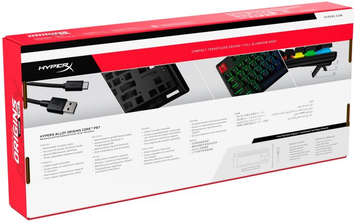 Клавиатура механическая HyperX Alloy Origins Core PBT 87key, AqUK, USB-A, EN/UA, RGB, черный