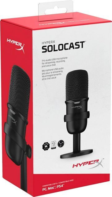 Мікрофон геймінговий HyperX SoloCast, Bi, USB-A, 2м, NGenuity, чорний