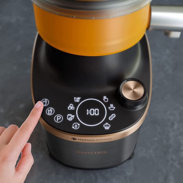 Блендер Philips стаціонарний Flip&Juice, 1500Вт, чаша-2000мл, мідно-чорний