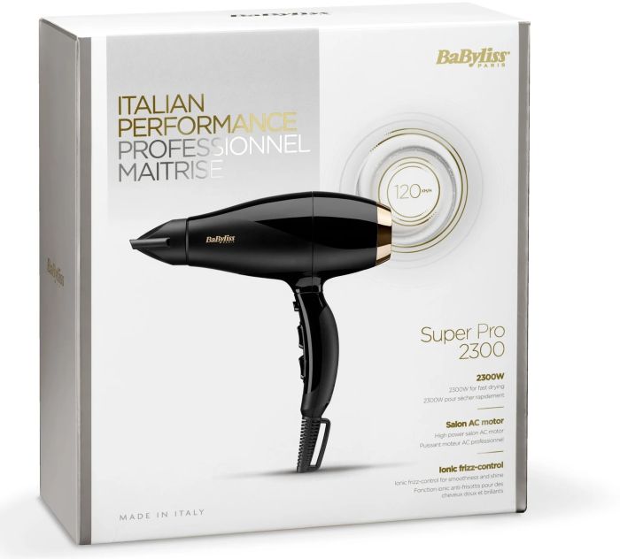 Фен Babyliss, 2300Вт, 3 режими, іонізація, хол. обдув, чорний