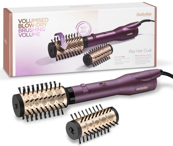 Фен-щетка Babyliss, 650Вт, режимов-2, иониз-я, хол. обдув, вращ. насадок, керамика, фиолетовый