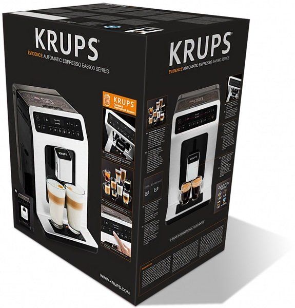 Кофемашина Krups Evidence 2.3л, зерно, автомат.капучинатор, дисплей, авторецептов - 15, сенсорное управл., черный