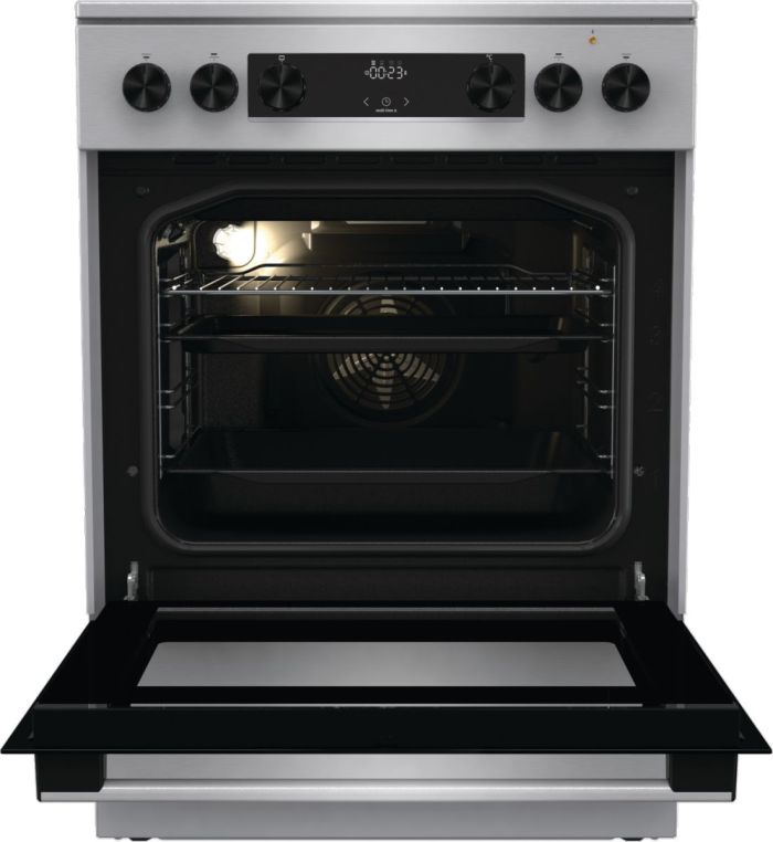 Плита Gorenje электрическая стеклокерамическая, 71л, 60x60см, дисплей, программатор, нерж