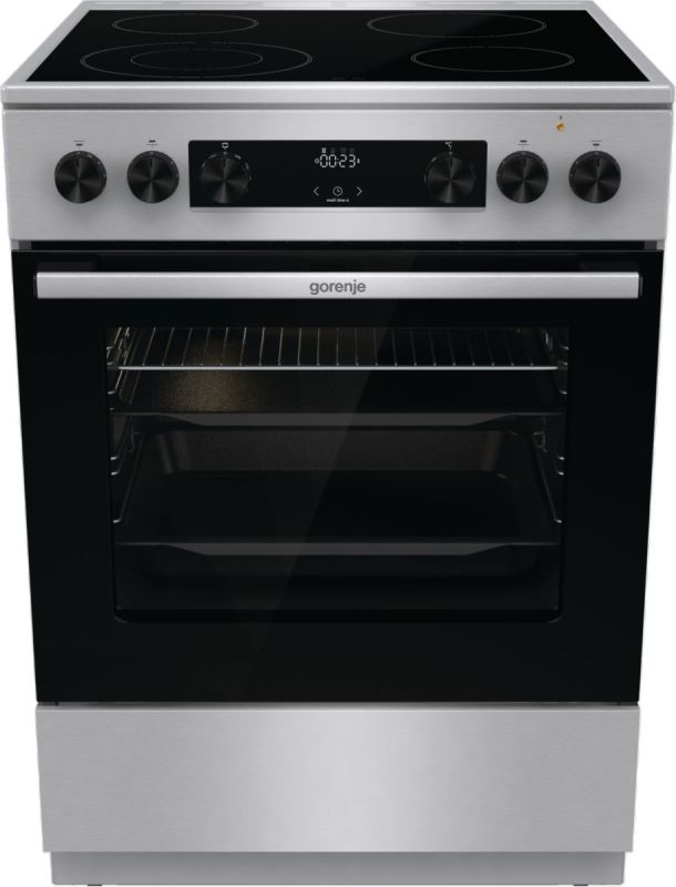 Плита Gorenje электрическая стеклокерамическая, 71л, 60x60см, дисплей, программатор, нерж