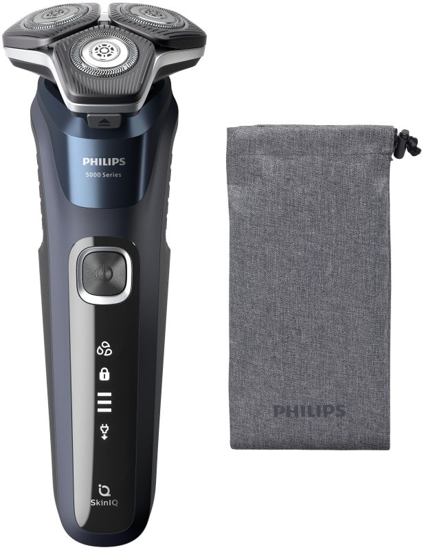 Бритва електр. Philips Series 5000 роторная, 9Вт,  бритв.головок-3, Li-Ion, сух.+влажн., триммер, синий