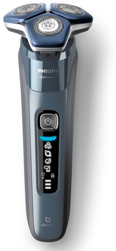 Бритва електр. Philips Series 7000 роторная, 9Вт,  бритв.головок-3, Li-Ion, сух.+влажн., триммер, чехол, Bt., серо-синий