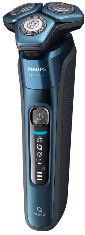Бритва електр. Philips Series 7000 роторная, 9Вт,  бритв.головок-3, Li-Ion, сух.+влажн., триммер, чехол, Bt., серо-синий