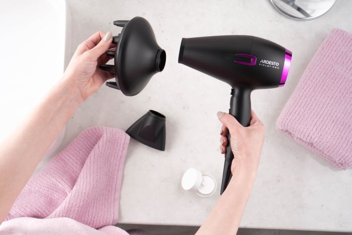 Фен Ardesto Violet PRO  ,1750-2100Вт, 2 швидкості, 3темп.режими,дифузор, чорний ARDESTO HD-Y221PRO