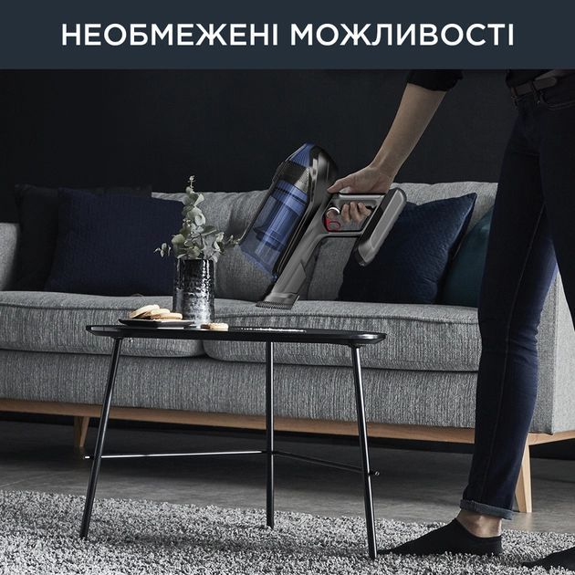 Пылесос Rowenta  беспроводный X-Force Flex 12.60 Auto Aqua, 320Вт, конт пыль -0.1л, автон. раб. до 45мин, вес-3кг, НЕРА, черно-синий