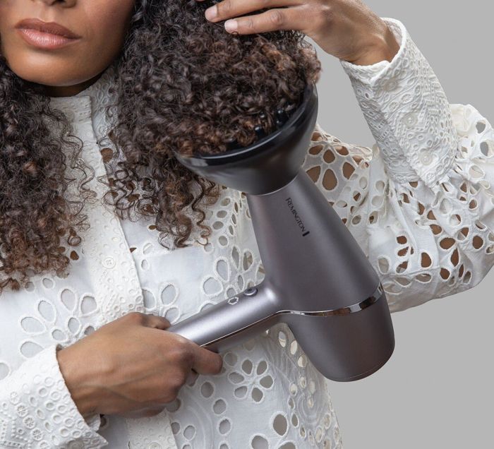 Фен Remington ProLuxe You Adaptive, 2400Вт, режимов-3, дифузор, иониз-я, хол. обдув, турбо режим, серый