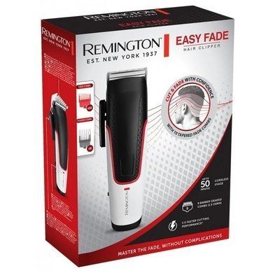 Машинка для стрижки  Remington E51 Easy Fade Hair Clipper, сеть+акум., роторный мотор, насадок-3, кейс, титан.нап., черно-белый