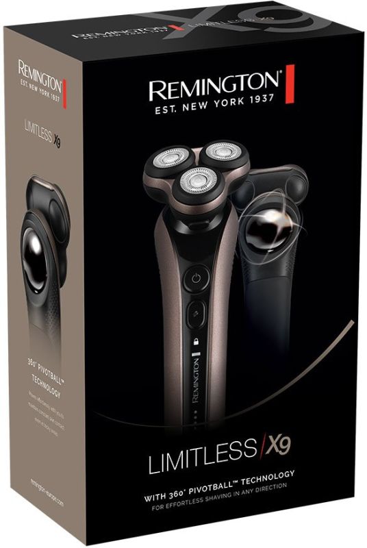 Бритва електр. Remington роторна Limitless X9, 5.5Вт,  бритв.головок-3, Li-Ion, сух.+волог., тример, чорно-коричн.