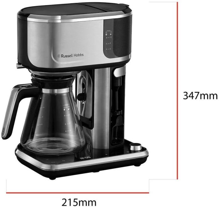 Кавоварка Russell Hobbs крапельна Attentiv Coffee Bar 1.5л, мелена, LED-дисплей, чорно-метал