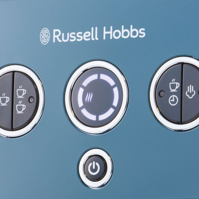 Кофеварка Russell Hobbs рожковая Distinctions Ocean 1.1л, молотый + чалды, сине-серебристый