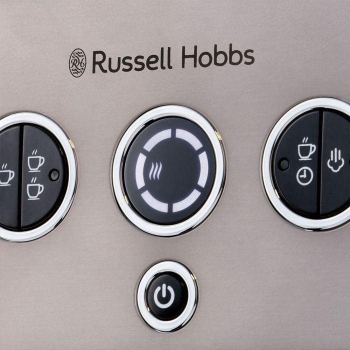 Кавоварка Russell Hobbs ріжкова Distinctions Titanium 1.1л, мелена + чалди, сріблястий