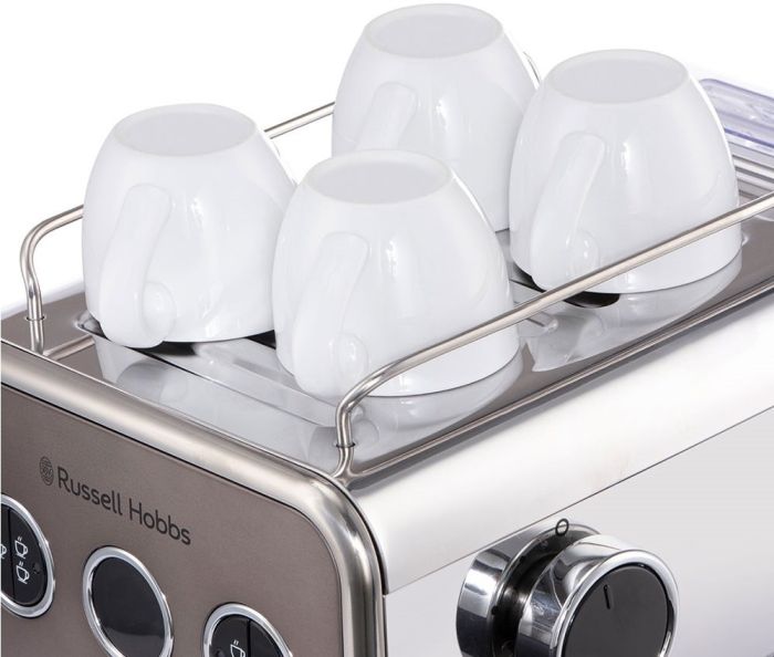 Кавоварка Russell Hobbs ріжкова Distinctions Titanium 1.1л, мелена + чалди, сріблястий