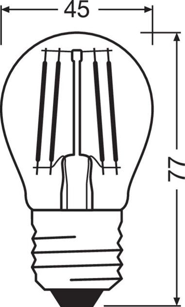 Лампа OSRAM LED E27 5.5Вт 2700K 806Лм P60 філаментна