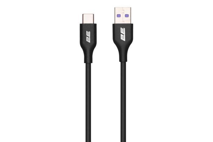 Кабель USB-A > USB-C заряджання/синхронізації 2E 1м, Type-C, Glow, чорний