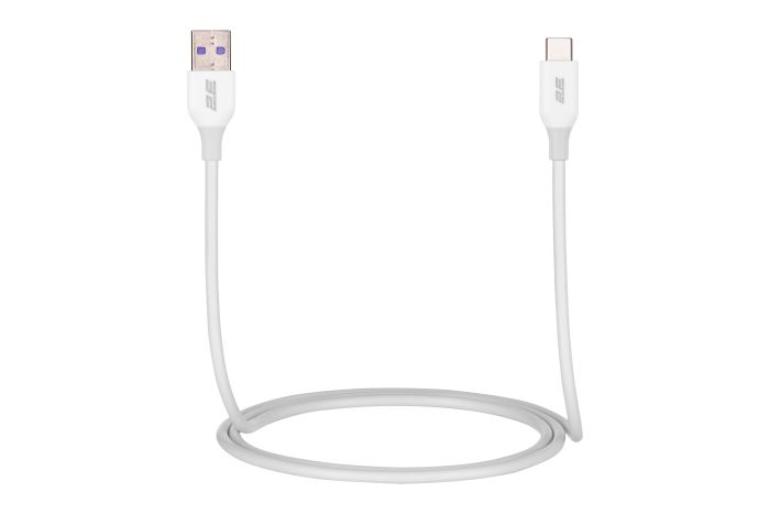 Кабель USB-A > USB-C зарядки/синхронизации 2E 1м, Type-C, Glow, белый