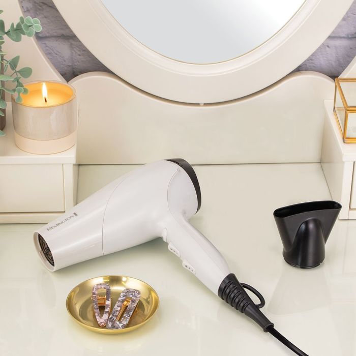 Фен Remington Ionic Dry, 2200Вт, режимов-3,турмалиновая иониз-я, хол. обдув, белый