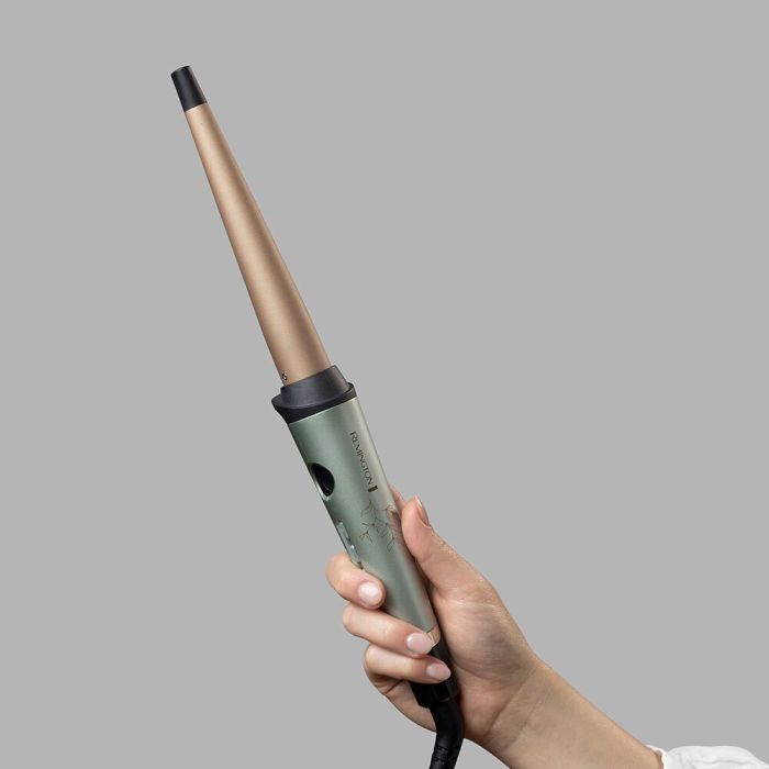 Плойка Remington Botanicals конусная , 43Вт, темп.режимов-10, D-13-25mm, 130-210С, ионизация, керамика, серо-зеленый