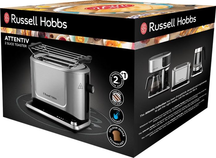 Тостер Russell Hobbs Attentiv 2 Slice 1500Вт, підігрів, розморожування, метал