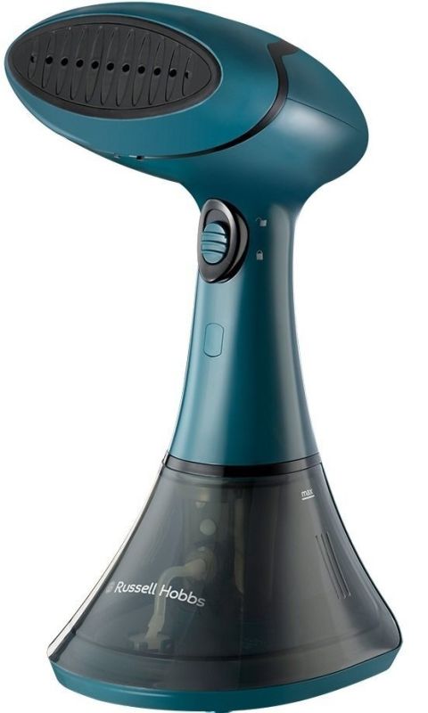 Відпарювач Russell Hobbs компактний Steam Genie, 1800Вт, 200мл, постійна пара - 28гр, нерж. сталь, чорно-бірюзовий