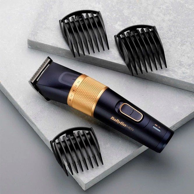 Машинка для стрижки  Babyliss, сеть+акум., вибрационный мотор, насадок-8, кейс, титан.напыл., синий