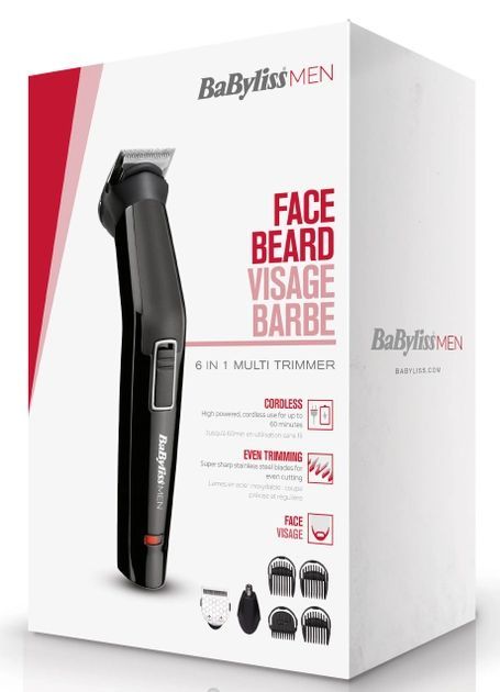Набор для стрижки  Babyliss для бороды, усов, головы и носа, акум., вибрационный мотор, насадок-6, сталь, черный