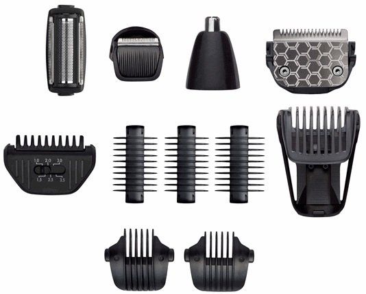 Набор для стрижки  Babyliss для бороды, усов, головы, носа и тела, акум., вибрационный мотор, насадок-10, сталь, черный