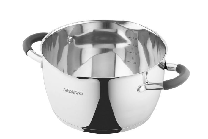 Кастрюля со стеклянной крышкой и сливом Ardesto Gemini Livorno, 3.2л, нержавеющая сталь, силикон