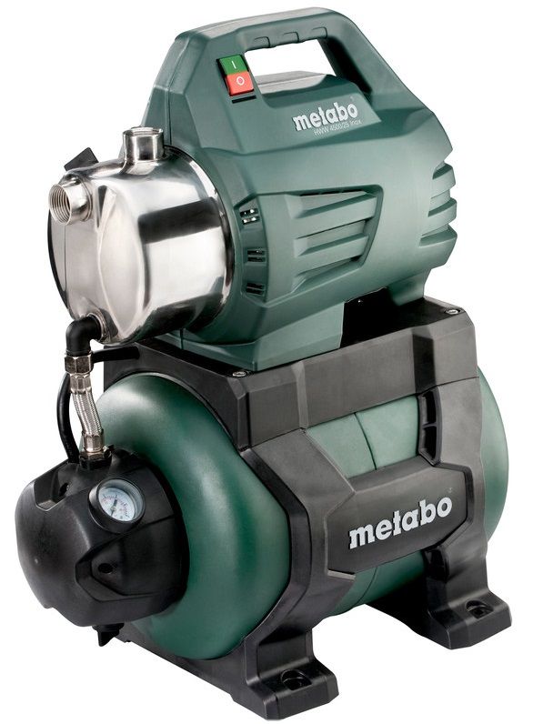 Насосная станция Metabo HWW 4500/25 Inox, 1300 Вт, 4.5 куба/час, высота подачи 48м, всасывание до 8 м, ресивер 24л, 17.1 кг