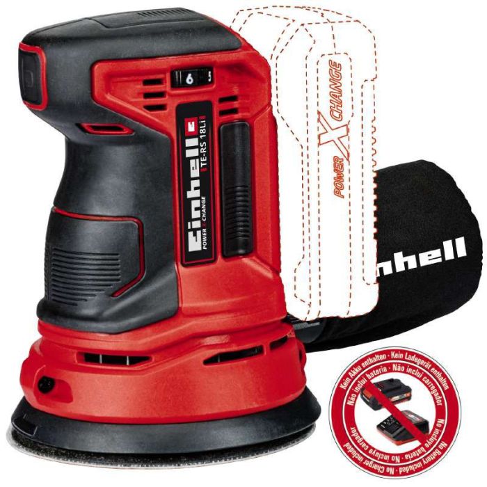 Шлифмашина эксцентриковая аккумуляторная Einhell TE-RS 18 Li - Solo, 18В, 125 мм, 14000-22000кол/хв, 1.2 кг, без АКБ и ЗУ