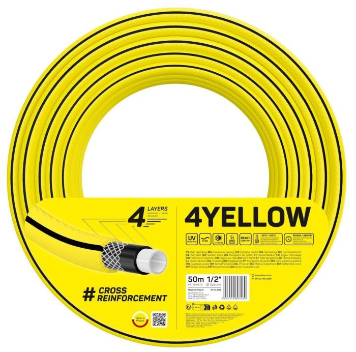 Шланг садовый Cellfast 4YELLOW 1/2" 50м 4 слоя до 20бар -10…+50°C