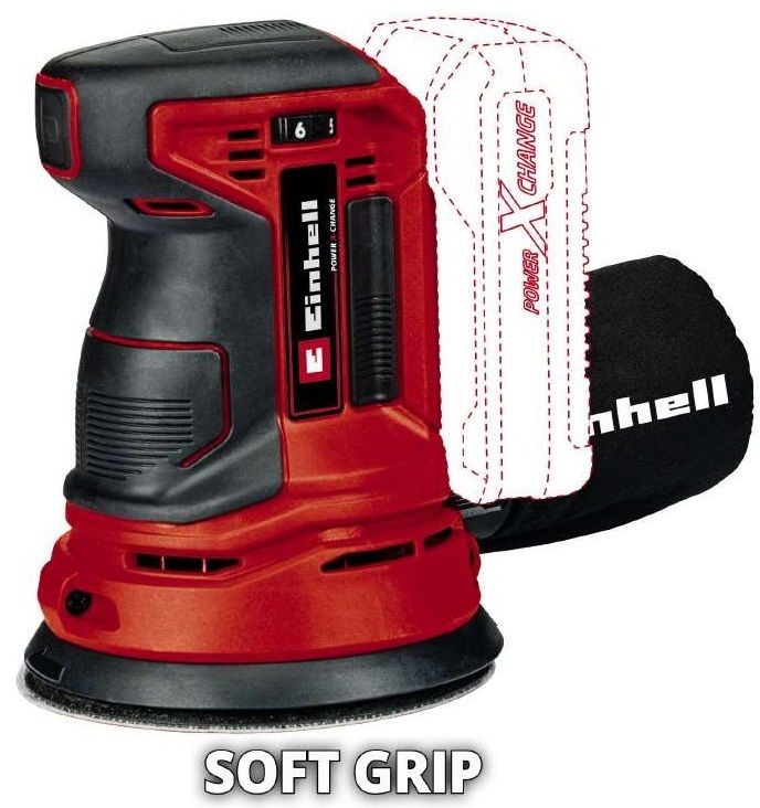 Шлифмашина эксцентриковая аккумуляторная Einhell TE-RS 18 Li - Solo, 18В, 125 мм, 14000-22000кол/хв, 1.2 кг, без АКБ и ЗУ