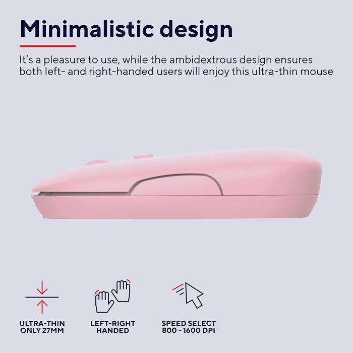 Мышь Trust Puck Rechargeable,  Ultra-Thin,  BT/WL,  Silent, Рожевий