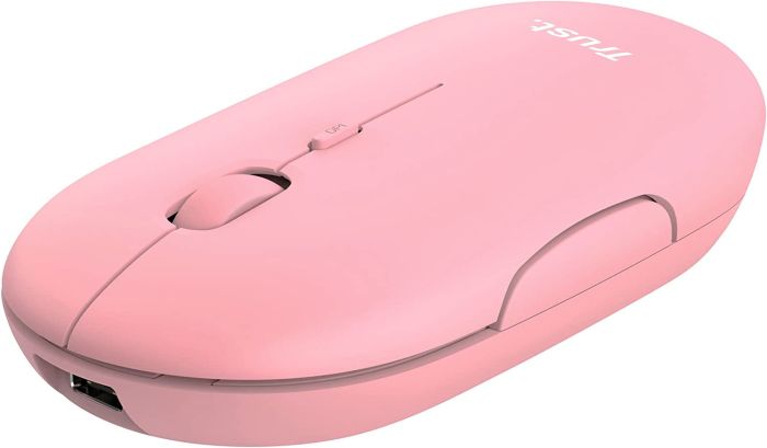 Мышь Trust Puck Rechargeable,  Ultra-Thin,  BT/WL,  Silent, Рожевий