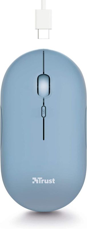 Мышь Trust Puck Rechargeable,  Ultra-Thin,  BT/WL,  Silent, Синій