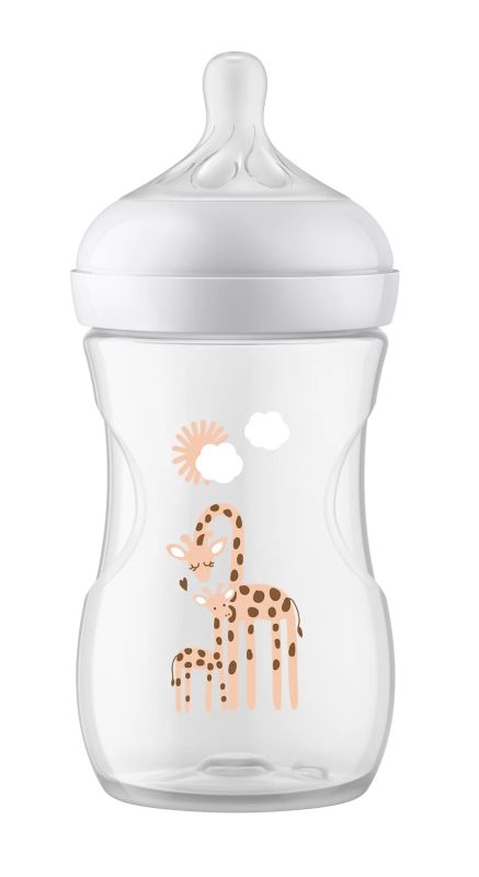 Пляшка для годування Avent Natural 260мл, Природний потік, жираф