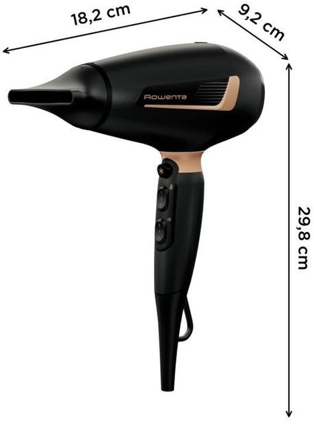 Фен Rowenta Pro Expert, 2200Вт, режимов-3, иониз-я, дифузор, 2 концентратора, хол. обдув, черный