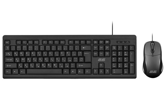 Комплект клавіатура та миша 2E MK401 USB-A, EN/UK/RU, чорний