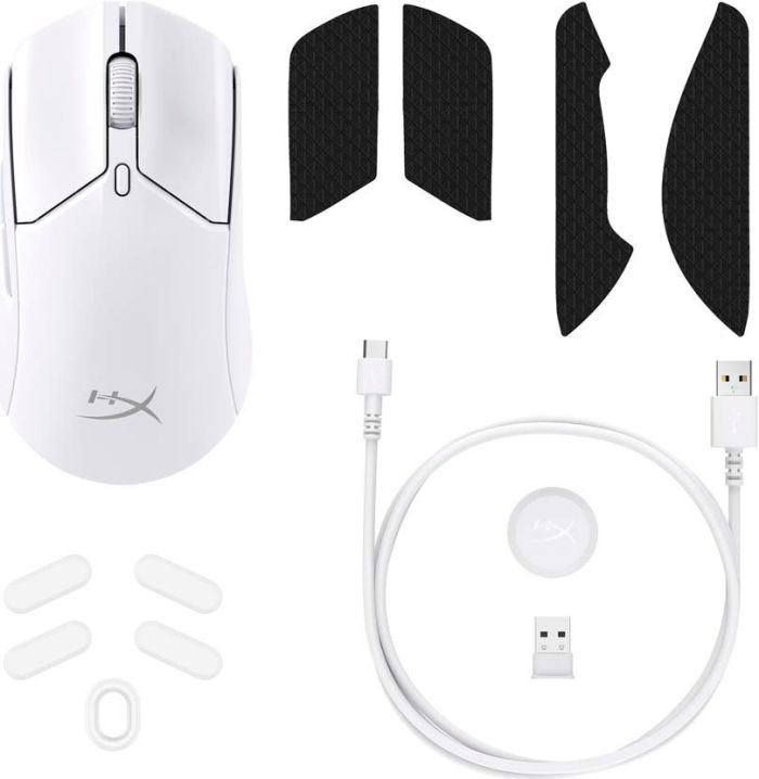 Мишь HyperX Pulsefire Haste 2, RGB, USB-A/WL/BT, белый