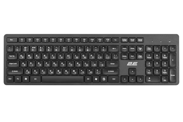 Клавіатура мембранна 2E KS260 106key, WL, EN/UK, чорний