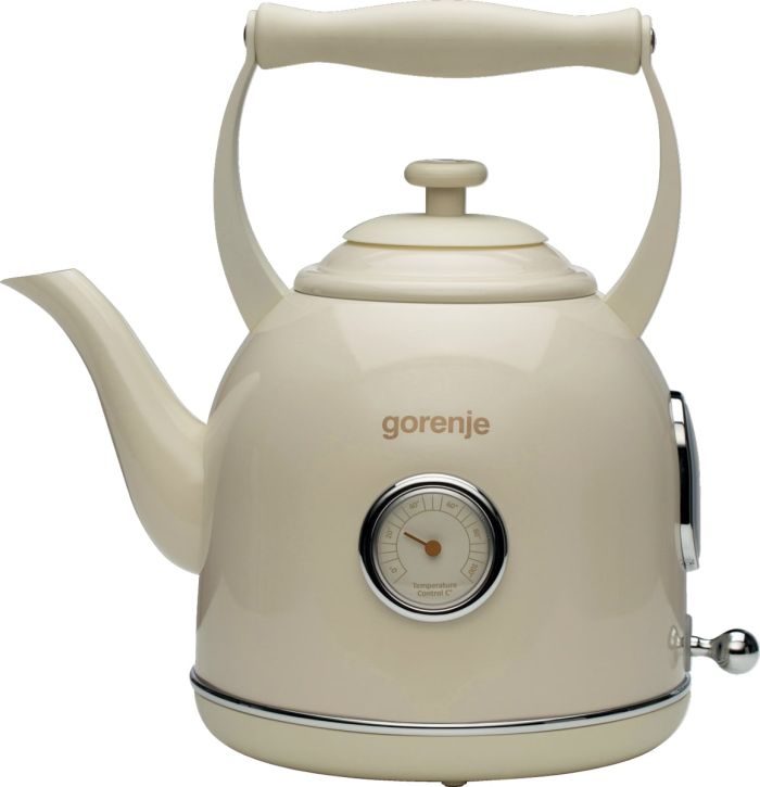 Электрочайник Gorenje 1.7л, 2200Вт, strix контроль, пластик/металл, бежевый