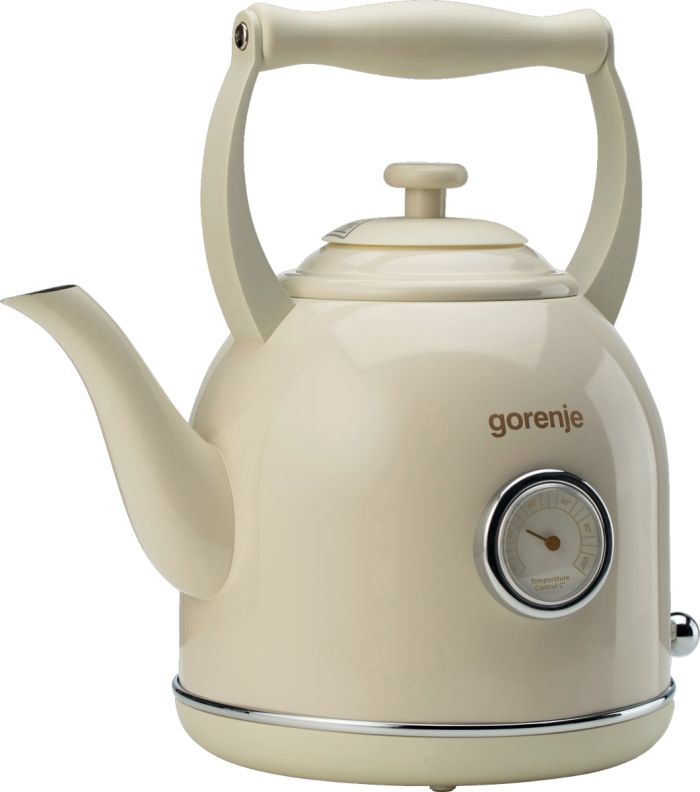 Электрочайник Gorenje 1.7л, 2200Вт, strix контроль, пластик/металл, бежевый