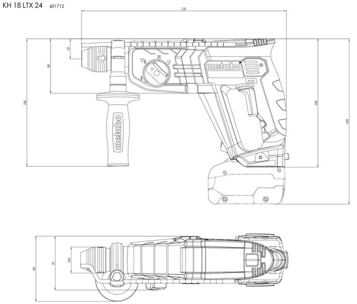 Перфоратор аккумуляторный Metabo KH 18 LTX 24, SDS-plus, 18В, 2.1Дж, 3 режима, 0-1400об•мин, 2.6кг, без АКБ и ЗП
