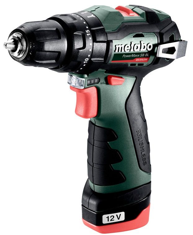 Шурупокрут-дриль акумуляторний Metabo PowerMaxx SB BL 12В 2х2А·год 20·38Нм 0-400·0-1500об/хв 0.8кг
