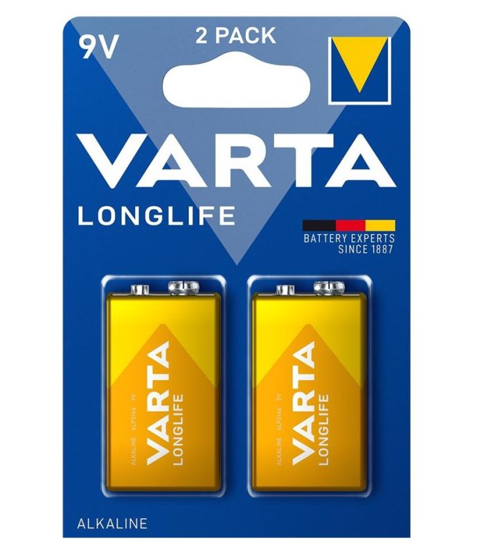 Батарейка Varta Longlife лужна 6LR61(6LF22, MN1604, MX1604, Крона) блістер, 2 шт