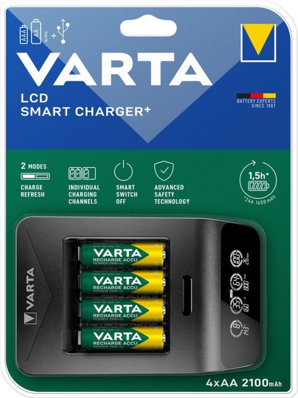 Зарядний пристрій Varta LCD Smart Plus Charger 4хNI MH AA2100 мА•год